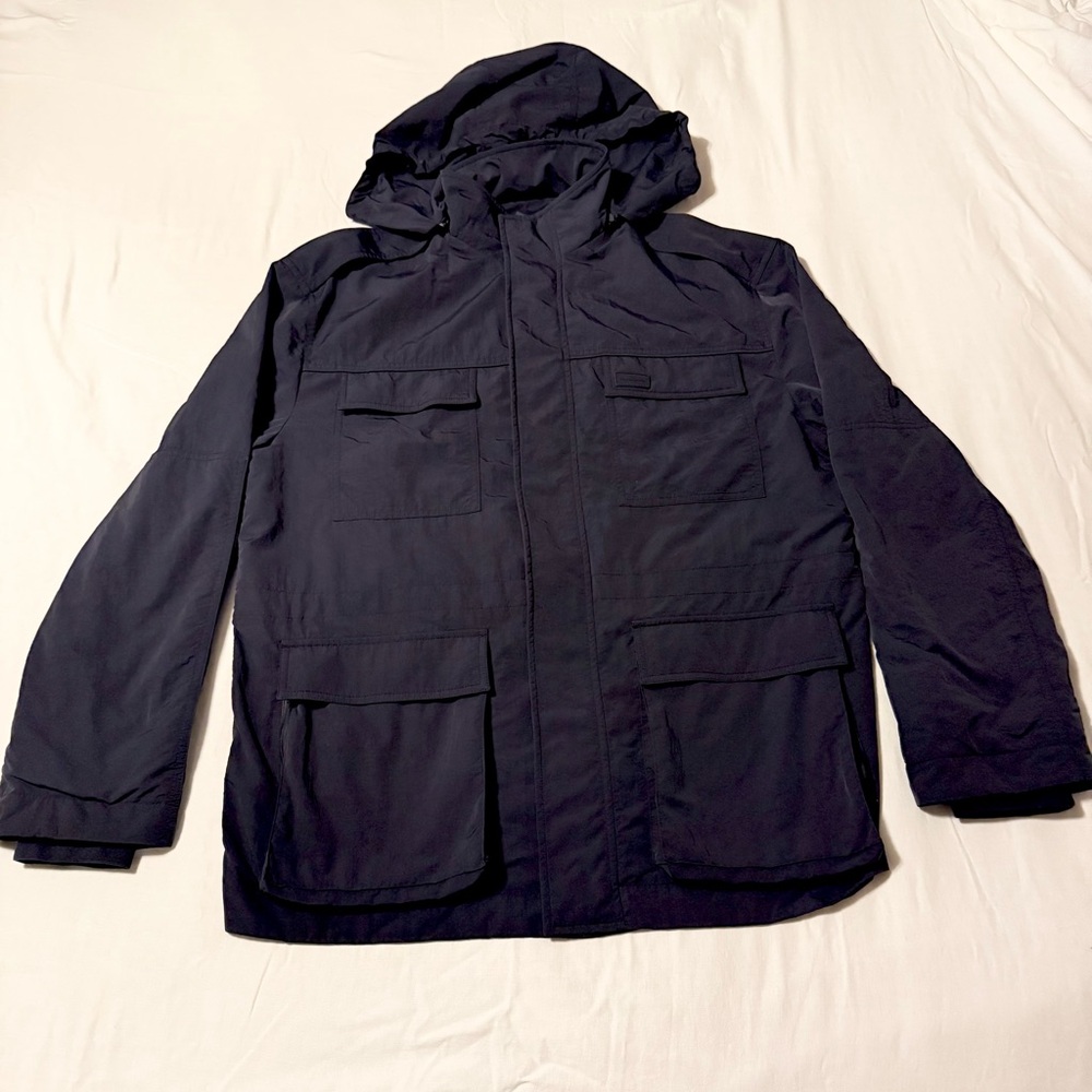 Salvatore Ferragamo Dark Blue Hooded Utility Jacket